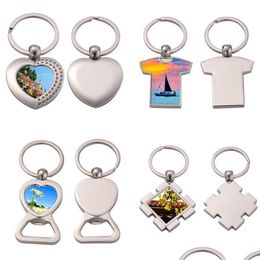 Keychains Lanyards Fashion Designer sublimation Blank Keychain Heart Round Car Key Keing Bottle Opender South American Sier plaqué L DHHWD