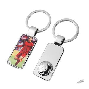 Llaveros Lanyards Moda Diy Sublimación Fútbol en blanco Diseñador de fútbol Llavero Monedero Bolso Amante Coche Llavero para mujer Hombre Dhevx