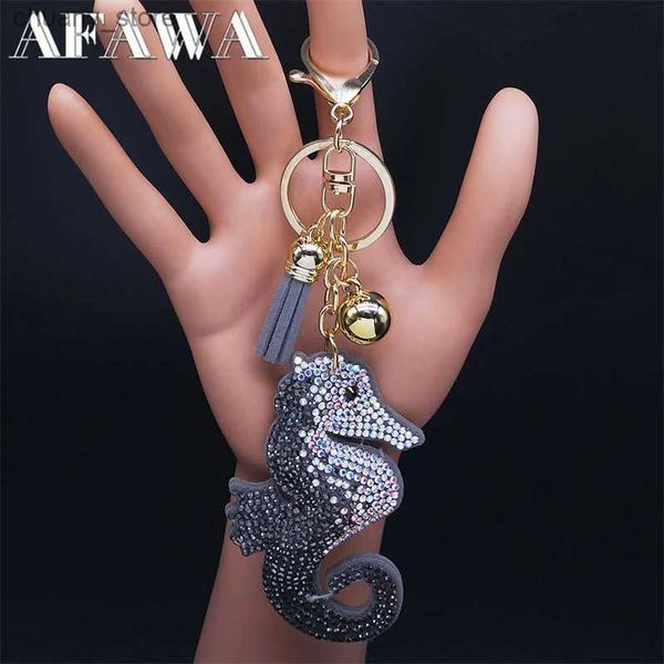 Keychains Lanyards Fashion Hippocampus Course chaîne pour femmes Animal Sea Horse Key Ring Sac Accessoires Gift Jewelry Llaveros 7346 Y240417