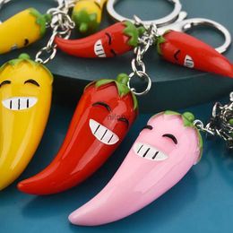 Keychains Lanyards Fashion Corée 3D Red Pepper Keychain Key Rague Hot Pepre Key Chain Have