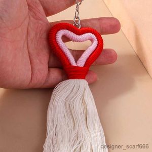 Keychains Lanyards Fashion Love Heart Tassel Keychain Souvenir Gifts For Women Men Men Auto Key Handtas Hanglijst Kiyringen Diy Sieraden Accessoires