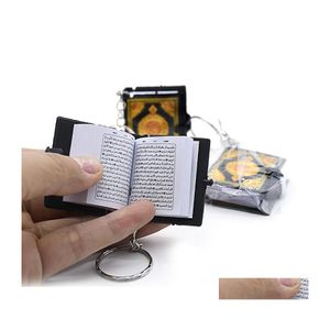 Llaves de llavyards de moda mini ark cor￡n libro real papel puede leer ￡rabe el keychain de keychain musulm￡n decoraci￳n de joyas regi￳n llave PE ot92r