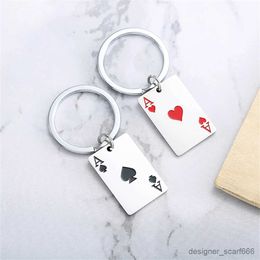 Keychains Lanyards Fashion Playing Card Kechechains Simple Ace of Spades Metal Pendant For Men Car Backpack Keyring Couple Couple accessoires