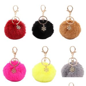 Keychains Lanyards Fashion Snowflake Plush Keychain Hanger Lage Decoratie Sieraden Key Chain Christmas Gift Keyring Drop Delivery DHSV7