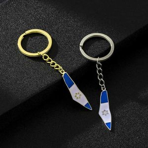 Keychains Lanyards Fashion State of Israel Map Flag Key Chain Keyledless Steel Men Women Maps Maps Bijoux de clés Gift Y240510