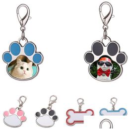 Keychains Lanyards Fashion Thermal Transter Sublimation Blanks Dog Tag Diy Designer Jewelry Os Cats Claws Pink Black Blue Sier A DHTH3