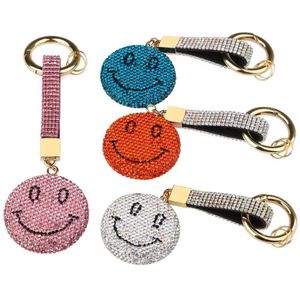 Porte-clés longes à la mode coloré tout cristal d'eau diamant souriant porte-clés étincelant porte-clés voiture pendentif bijoux accessoires J240330