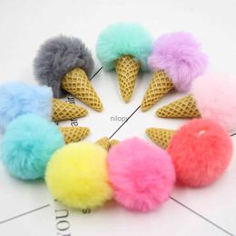 Sleutelchains lanyards faux bont ijs hanger sleutelhanger schattige cartoon sleutelhanger pluche furry tassen hangen kegel auto sleutelhanger slijtage creatief cadeau