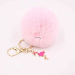 Keychains Lonyards Pompom moelleux Keychain Crown Crown Flamingo Course de clés en peluche en peluche sac à main