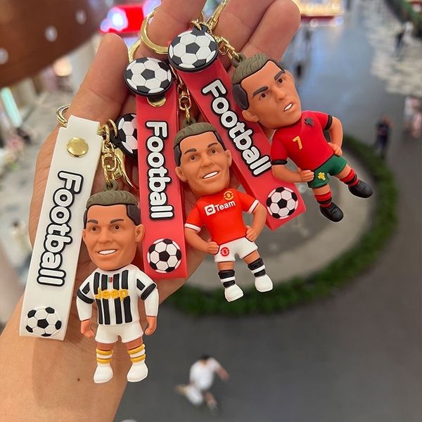 Porte-clés longes Football Ronaldo joueur Figure étoile de football porte-clés sac pendentif Collection poupée porte-clés figurines d'action souvenirs jouets cadeaux 231012