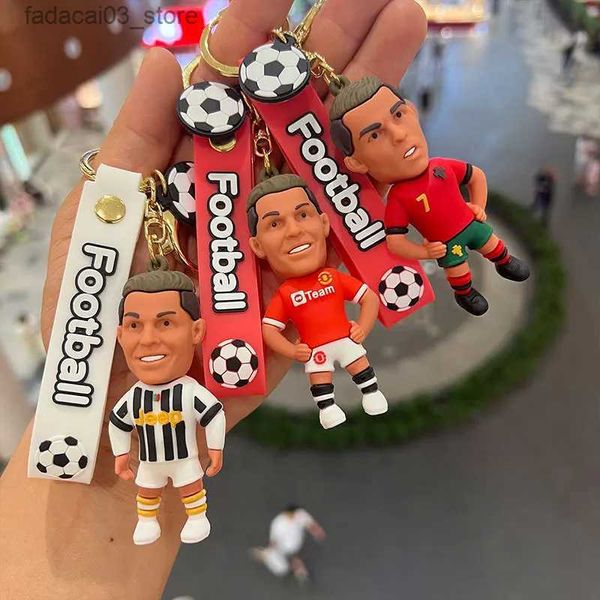 Llaveros Cordones Estrella de fútbol Ronaldo Figura Llavero Bolsa de joyería Colgante Llavero Colección Muñeca Adornos para automóviles Accesorios clave Recuerdos Regalos Q240201