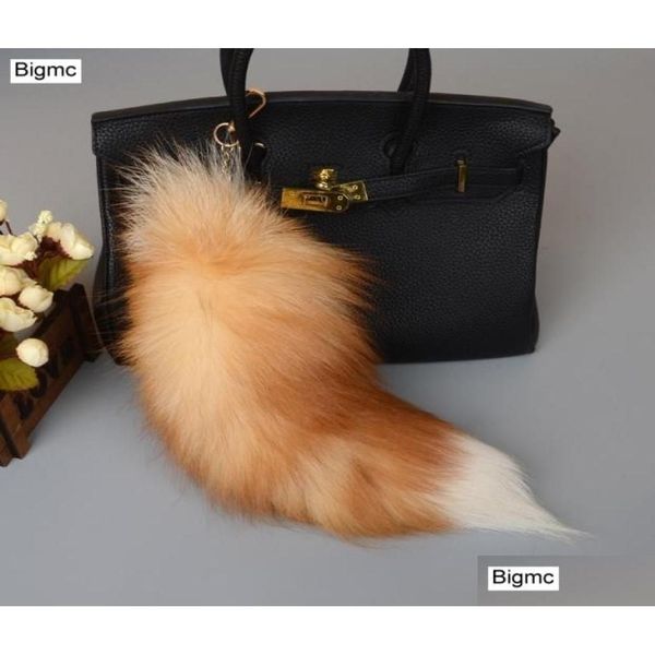 Llaveros Cordones Fox Tail Colgantes Cadena 40 cm Piel Pom Charm Bolsa Coche Llavero Regalo Joyería K16446804610 Entrega de gota Acceso de moda Dhman