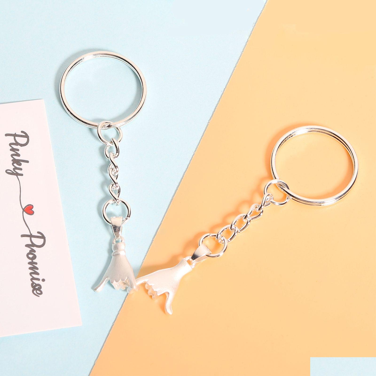 Keychains Lanyards vän Keychain Christmas Pinky Promise Jubileum Damer Män Par Key Chain Drop Delivery Fashion Accessories DHV1E