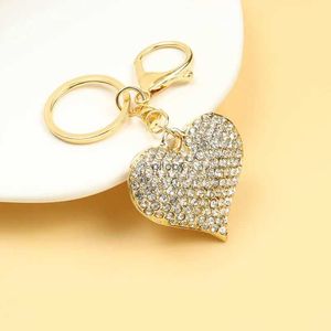 Keychains Lonyards strassons complètes Bling Heart Charm Keychain Girls Sweet Bijoux Hands Mands Key