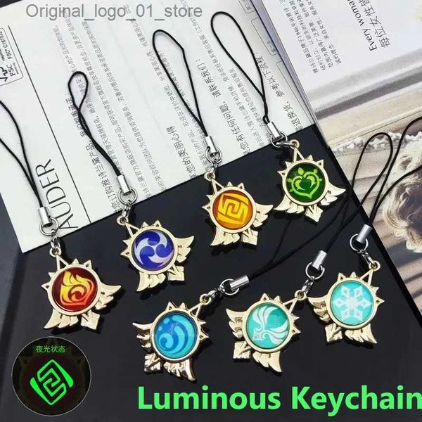 Keychains Lanyards Game anime genshin impact key annel monde inawashiro in a flash wind feu rayer rock glace herbe eye of dieu kelechain xumi q231219