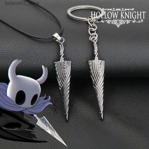 Sleutelhangers Lanyards Game Hollow Knight Bone Nail sleutelhangers De bleke koning figuur sleutelhanger sieraden cadeau voor vrouwen mannen metalen sleutelhanger Trinket Q240201