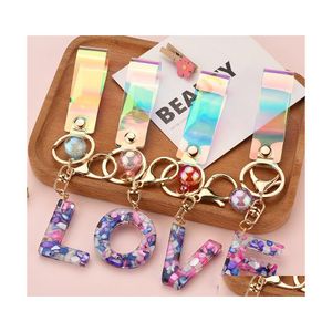 Keychains Lanyards Girls Acryl Letter Keychain voor vrouwen 26 Alfabet Word Keyring Capital English Key Chains sieraden Fashion Bag Dhoh5