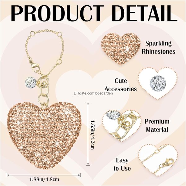 Keychains Lonyards Glitter Heart Shape Charm Accessoires pour la chaîne de bouteille d'eau de la coupe / gobelet moderne simple avec manche bling mignon amour otui8