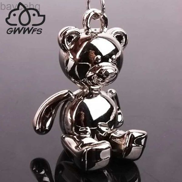 Llaves de llaves gwwfs oso de peluche llave de teddy llave para mujeres machos de aleación de metal encanto carpas de llavero titular de llave d240417