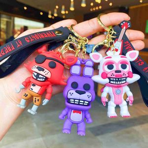 Keychains Lanyards Game de Halloween FNAF Liebre de anime Figura de acción DY FNAF FNAF PVC Key Mochila Decoración Modelo Modelo Festival de juguetes Festival