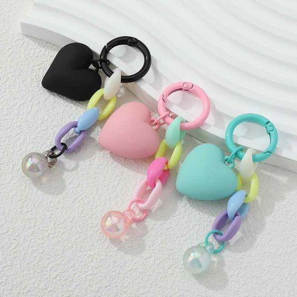 Keychains Lanyards Handmade Heart Love Acrylic Love Link Link Ley Key Rings For Women Men Friendship Gift Bag Bag Bold Jewellry Q240403