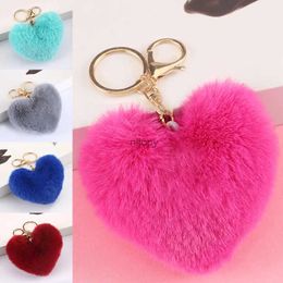 Keychains lanyards hartvormige sleutelhangers voor vrouwen meisjes mode schattige pluche sleutel ringen tas auto hanger kleurrijke pompoms trinket sleutelhouder