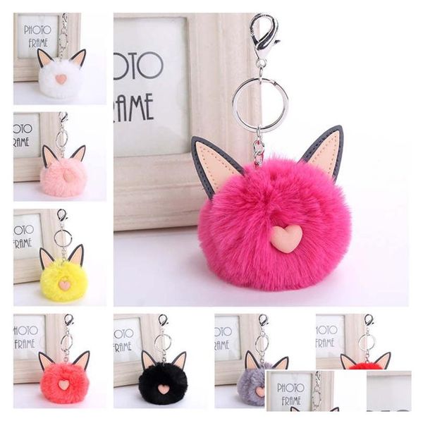 Porte-clés Lanières Haute Qualité Chat Boule De Fourrure Pendentif Porte-clés 8 Cm Imitation Rex Lapin Cadeau Porte-clés R366 Mix Ordre 20 Pièces A Dh71N