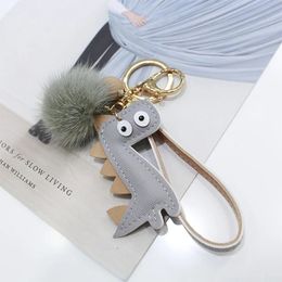 Porte-clés longes de haute qualité vison boule de cheveux pendentif créatif petit dinosaure porte-clés loisirs sac à dos pendentif porte-clés cadeau décoration 231025