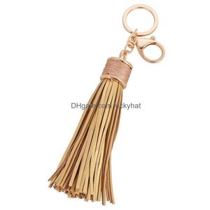 Porte-clés Longes Haute Qualité Pu Gland Porte-clés Pour Femmes Beige Noir Bleu Sac Pendentifs Voiture Porte-clés Cadeaux Drop Delivery Fashio Dhiox