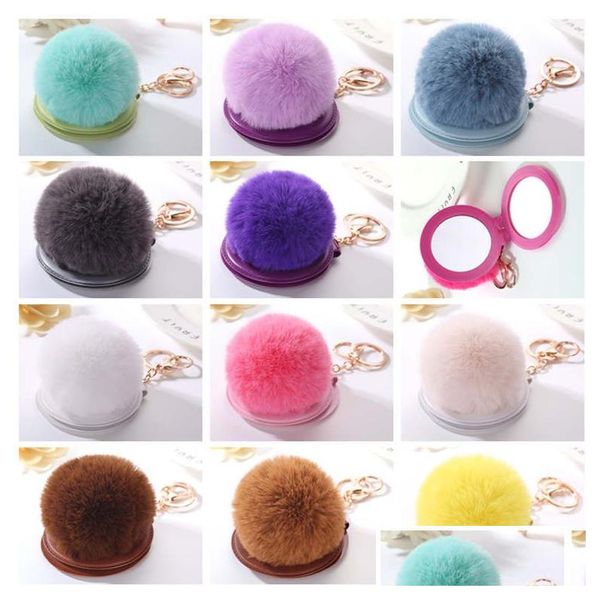 Porte-clés Longes Haute Qualité Petit Cadeau Miroir Cosmétique Porte-clés Sac De Voiture Boule De Cheveux Pendentif Anneaux R364 Mix Ordre 20 Pièces A Lo Dh5Wr