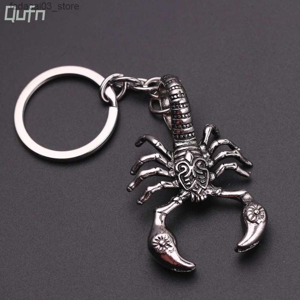 Porte-clés Longes Hip Hop Noir Cool Scorpion Animal Pendentif Porte-clés En Acier Inoxydable Exquis Mode Punk Porte-clés Hommes Bijoux Cadeau D'anniversaire Q240201