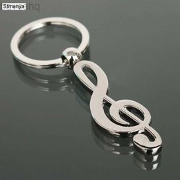 Keychains Lanyards Hot NW Metal Musical Note Key Key Temps Cool Luxury Car Key Ring Musical Musical Pendants Pending Keches For Man Women Gift Jewelry K1602 D240417