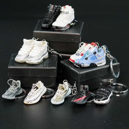 Keychains Lanyards Hot Sale Soft PVC Llaveros 3D Mini Sports Sneaker Keychain Jor Dan Trainer Keyrings Resin Shoe Key Chain Accessories J230724