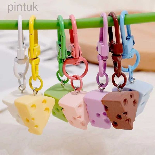 Porte-clés longes INS coloré doux mignon créatif fromage porte-clés couleur bonbon polyvalent fromage à la crème bloc macaron système simulé pendentif alimentaire ldd240312