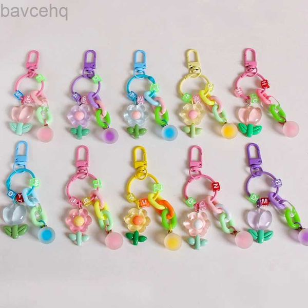 Keychains Lanyards Ins Cute Candy Color Keychain Colorido Pendiente de bola de resina Pequeña Cadena de llave de la llave Accesorios de la mochila del teléfono Regalo D240417