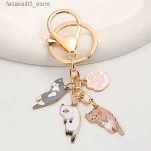 Llaveros Lanyards Kawaii Cat Llavero Pet Paw Llavero Animal Huella Cadenas Regalos de recuerdo para mujeres Hombres Cay Keys DIY Joyería hecha a mano Q240202