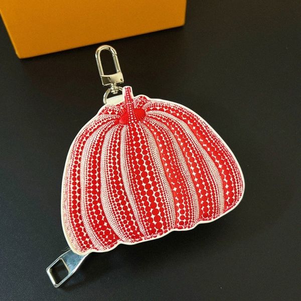 Llaves de llavero cadena de llaves keychain clásico soporte de cartera de calabaza cadena de llave colgante de masa colgante de piel de vaca monedero de monedas igual que yayoi kusama o1nr#