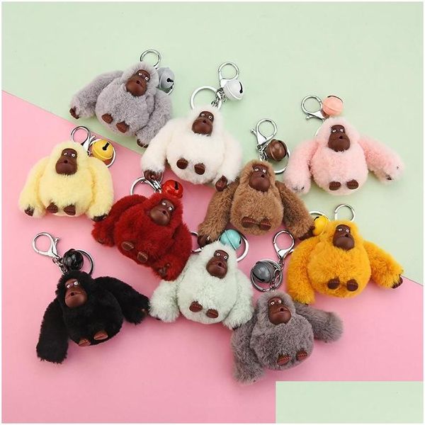 Porte-clés Longes Porte-clés Femmes Singe Animal Poupée Jouet Sac Pendentif Décoration Fluffy Fuzzy Accessoire Boucle Anneau Crochet Enfants Comme otnqd