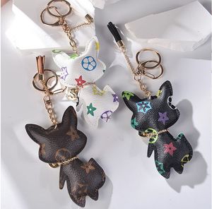 Porte-clés longes porte-clés pour femme mignon fleur marron en cuir PU voiture design de mode chaînes de sac accessoires de bijoux pendentifs animaux breloques cadeau de fête