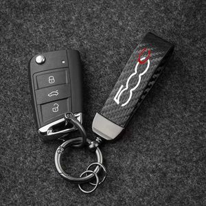 Porte-clés longes porte-clés en Fiber de carbone voiture en alliage de Zinc porte-clés de luxe pour Fiat 500c 500 500x 500L 500sport panda accessoires de voiture ldd240312