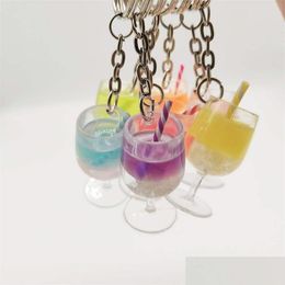 Llaveros Lanyards Llavero Creativo Gran Fruta Bebida Leche Té Taza Llavero Colgante Resina Simation Decoración Tienda Regalo 466 Z2 D Ot2Mn