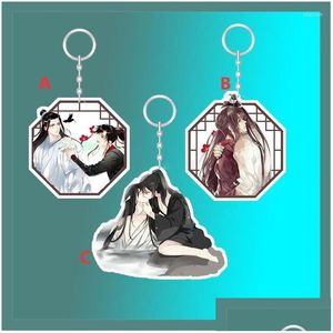 Porte-clés Longes Porte-clés Dao Zu Shi Wei Wuxian Lan Wangji Acrylique Porte-clés Sangle Figure Accessoires Suspendus 6Cm Drop Delivery Fas Dhxsu