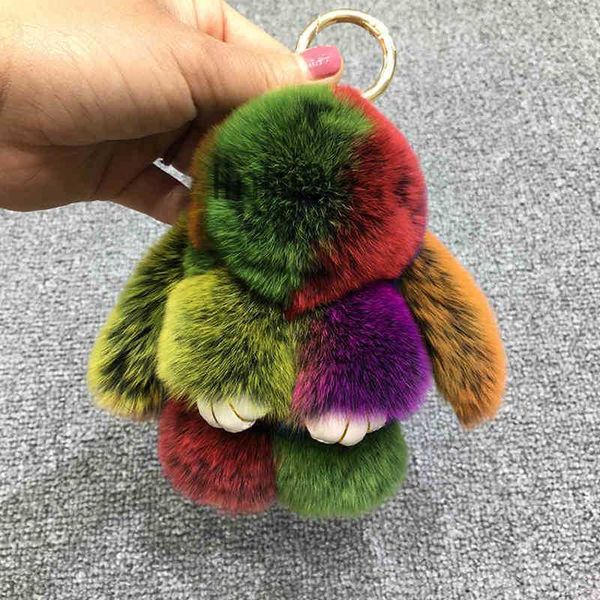 Keychains Lanyards Keychain Rainbow Rabbit Toy Ring-Ring Adorable Bijoux Automobile-Holder Women Fashion Bag Pendantqirlqirl