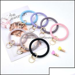 Llaveros Cordones Llaveros Accesorios de moda Llaveros de muñeca Sile Pulsera con purpurina Llavero deportivo Pulseras Brazalete Llave redonda Rin Dhgao