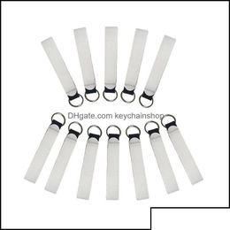 Porte-clés Longes Porte-clés Accessoires de mode Blanc Blanc Néoprène Bracelet Lanière Sangle Bande Pour L'impression Par Sublimation Cool Clé Dhrr1