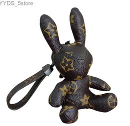 Porte-clés Longes Porte-clés Longes 6 Styles Créateur De Mode Fleur Impression Stéréoscopique Lapin Bijoux Anneau En Cuir Boucle Accessoires 240303