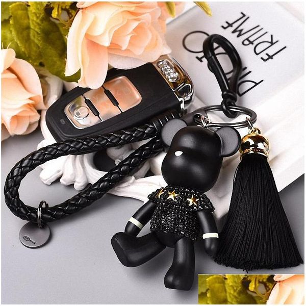 Llaveros Cordones Llaveros Cordones Accesorios de moda Dibujos animados Gy Bear Llavero Bolso lindo Titular del encanto Llavero de resina Fo K004 Entrega de gota negra Dh5ry 6O8G