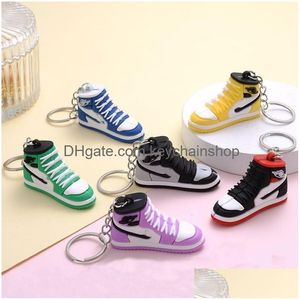 Porte-clés Lanyards Porte-clés Lanyards Soft PVC 3D Mini Sport Sneaker Porte-clés Designer Nouveau Style Formateur Porte-clés Résine Chaussure Clé D Dhb3T