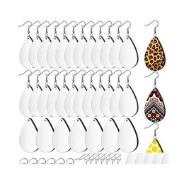 Sleutelhangers Lanyards Sleutelhangers Lanyards Sublimatie blanco oorbellen Onvoltooide Teardrop Heat Transfer Printing Hanger voor sieraden Diy Dh1Kz