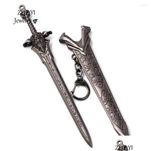 Porte-clés Longes Porte-clés Zheyi Vintage Lich King Sword Modèle Pendentif Porte-clés Pour Hommes Garçons Gun Noir Couleur Lion Signe Porte-clés Ma Dhb86